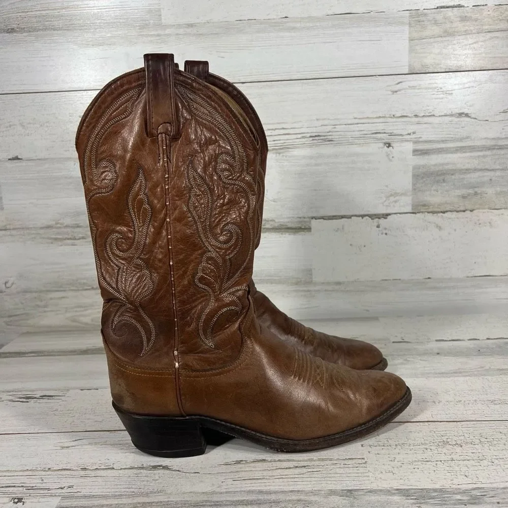 Dan Post Mens Cowboy Western Boots Mid Calf Pointed Toe Brown Leather 9D